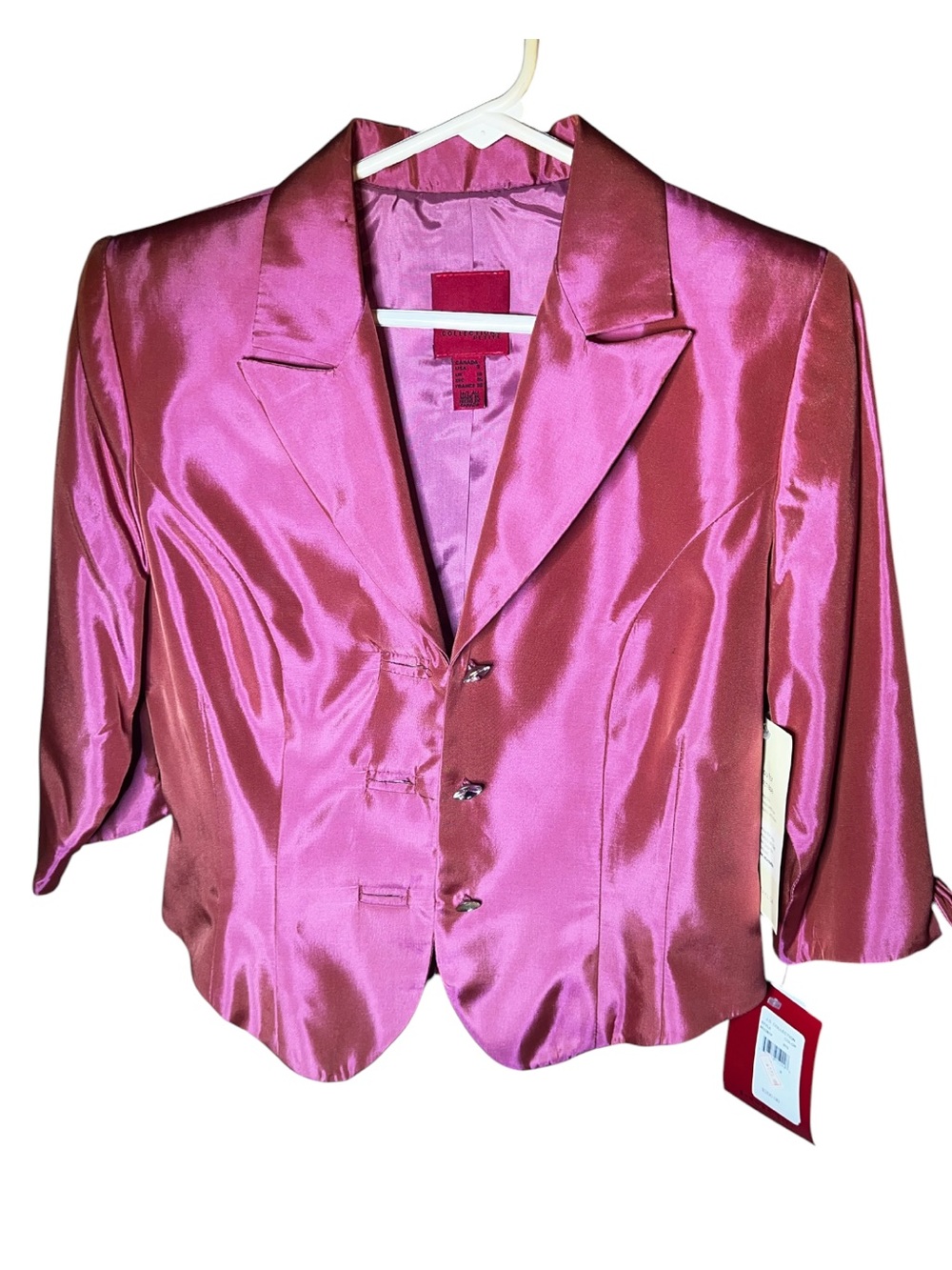 JS Collections Iridescent Rose Pink Women's Blazer Formal Jacket sz 8 *read